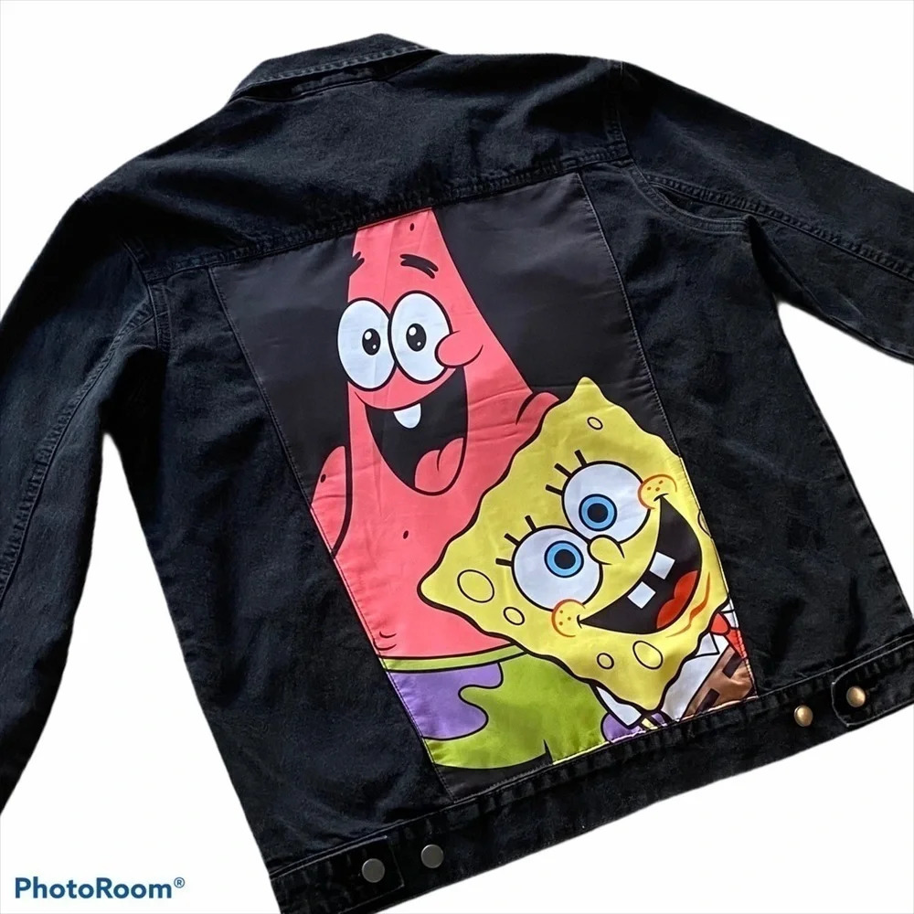 Nickelodeon Spongebob SquarePants Jean Jacket Unisex Black NWT